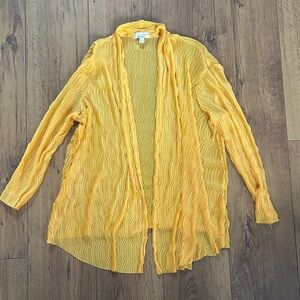 Choices Lightweight Crinkled Open Cardigan in Peach Orange